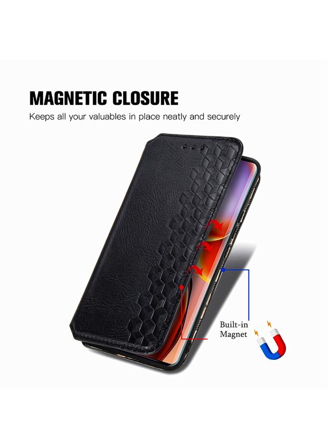 S-TOP Case For Motorola Edge 40 Pro Cubic Grid Pressed Magnetic Leather Phone Case - Image 5