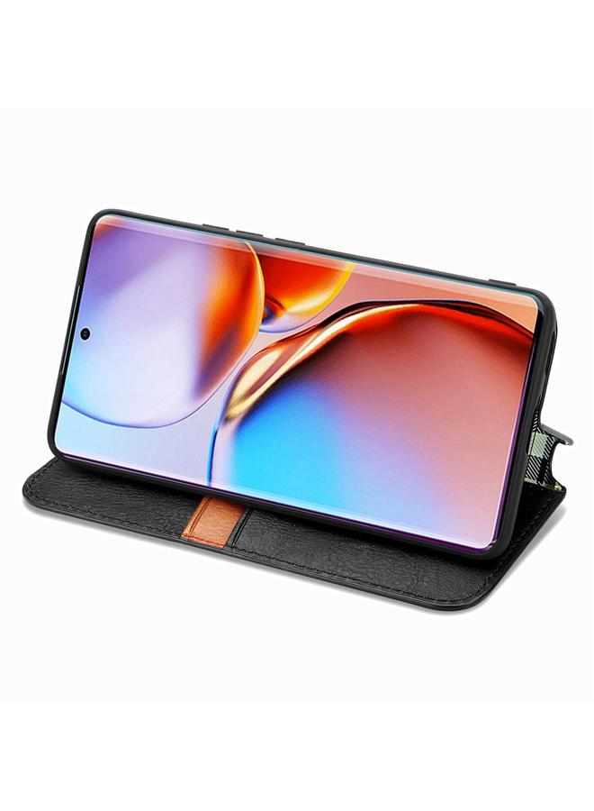 S-TOP Case For Motorola Edge 40 Pro Cubic Grid Pressed Magnetic Leather Phone Case - Image 4