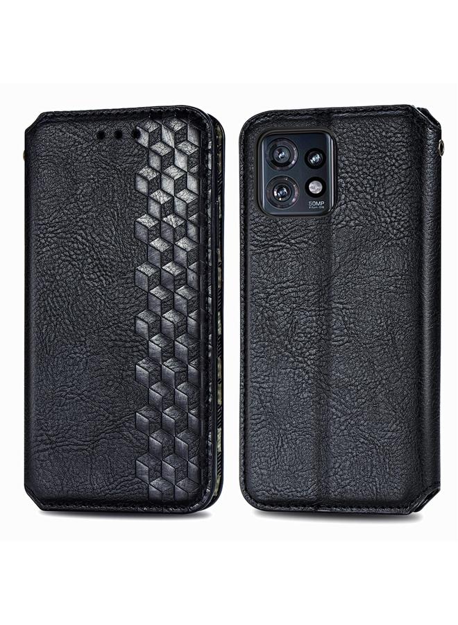 S-TOP Case For Motorola Edge 40 Pro Cubic Grid Pressed Magnetic Leather Phone Case - Image 2