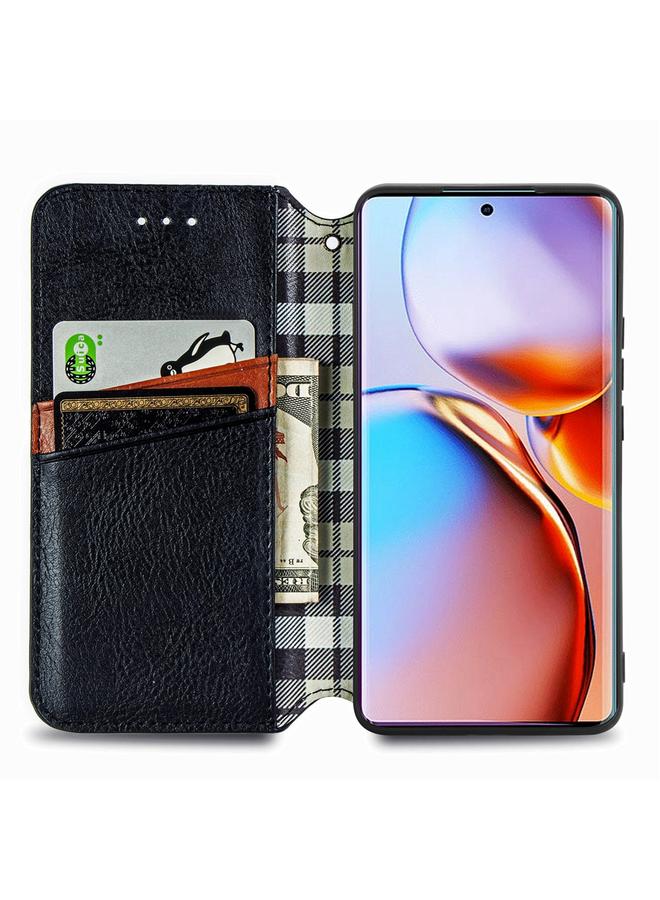 S-TOP Case For Motorola Edge 40 Pro Cubic Grid Pressed Magnetic Leather Phone Case - Image 3