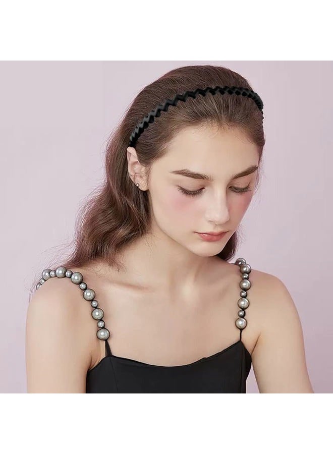 LAPOHI 10 PCS Non Slip Fashion Effortless Plastic Headbands with Teeth Comb Skinny Hair Bands for Women Men Teen Girls, Long Teeth Matte Black - Image 5