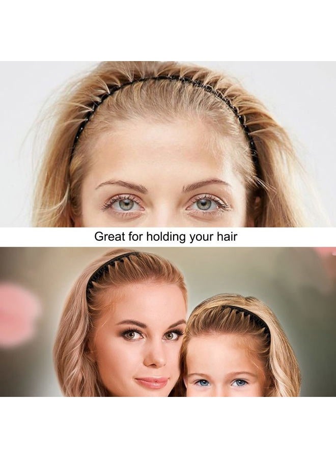 LAPOHI 10 PCS Non Slip Fashion Effortless Plastic Headbands with Teeth Comb Skinny Hair Bands for Women Men Teen Girls, Long Teeth Matte Black - Image 4