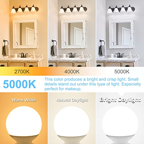 Dekang 8-Pack G25 LED Globe Light Bulbs for Bathroom 5000K Daylight, E26 Base Vanity Light Bulbs 60W Incandescent Equivalent, 5W Round Light Bulb, 500LM, CRI 85+, Non-dimmable - Image 3