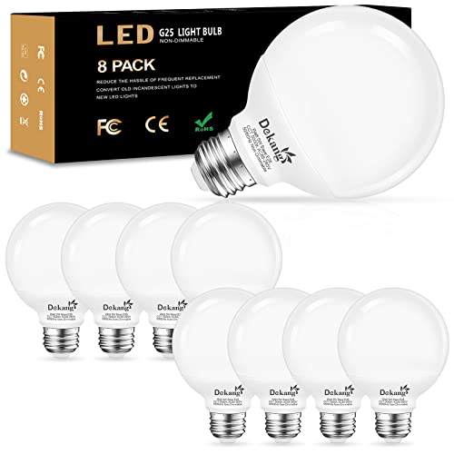 Dekang 8-Pack G25 LED Globe Light Bulbs for Bathroom 5000K Daylight, E26 Base Vanity Light Bulbs 60W Incandescent Equivalent, 5W Round Light Bulb, 500LM, CRI 85+, Non-dimmable - Image 1