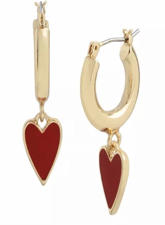 بتسي جونسون أقراط بيتسي جونسون الذهبية الحلقية مع قلب أحمر متدلٍ - Image 3