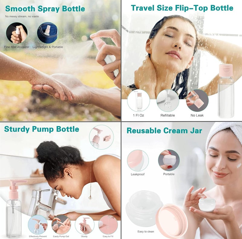 GaxQuly GaxQuly Travel Bottles Kit for Toiletries Organizer Leak Proof Refillable Squeezable Containers Set with Clear Storage Bag for Lotion Shampoo Conditioner Cosmetic Shower Gel Hand Wash 11pcs  - Image 4
