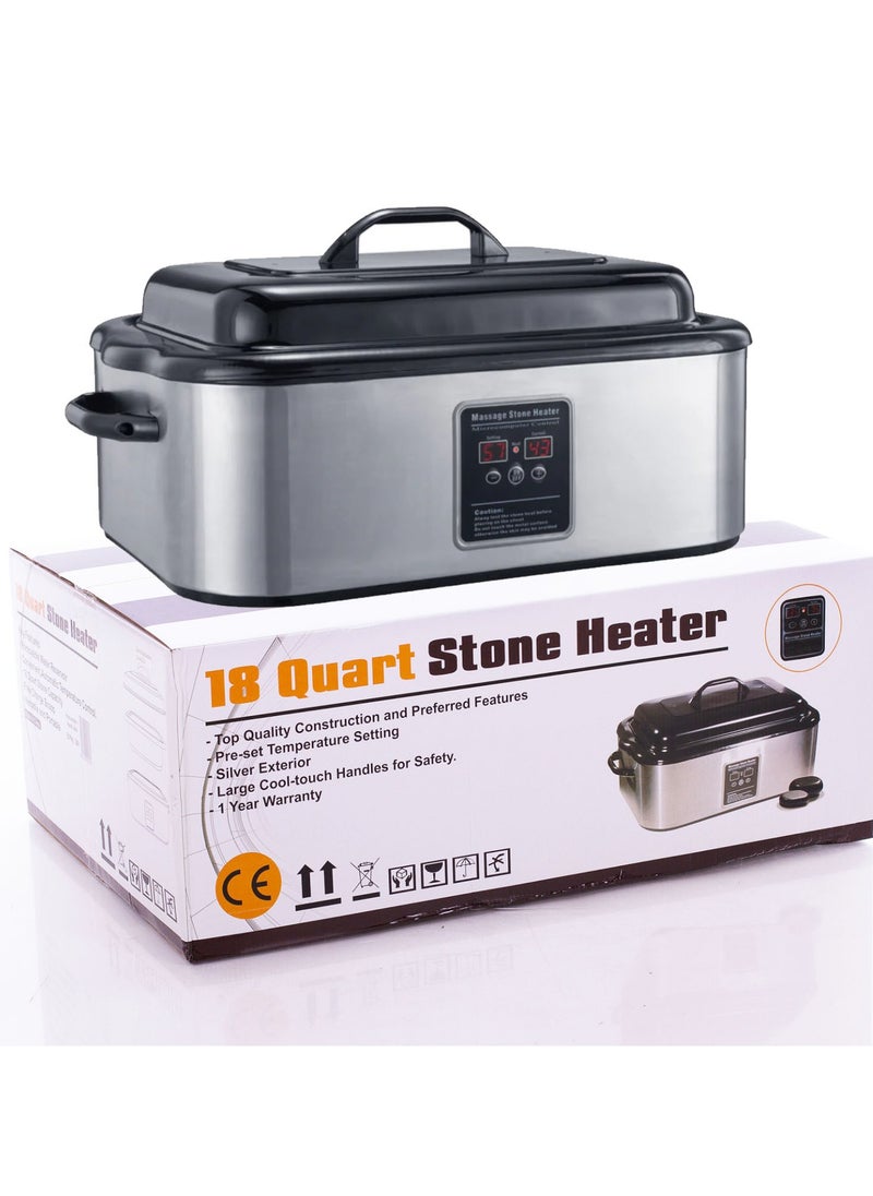 MASTER MASSAGE EQUIPMENT - Master Massage 18 Quart LED Hot Stone Warmer with Digital Display, Stainless Steel Portable Massage Stone Hot Stone Heater1420 Watt, Holds 18 Quarts of Water, Capacity of 60-90 Stones - Image 1