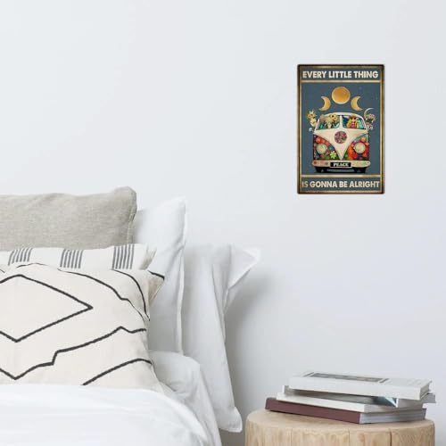 Bestylez Retro Hippie Decor Wall Art Poster - "Every Little Thing is Gonna Be Alright" Vintage Metal Sign, Perfect for 70s Themed Rooms and Cool Poster Collections, 12 * 8 Inch (955) - Image 5