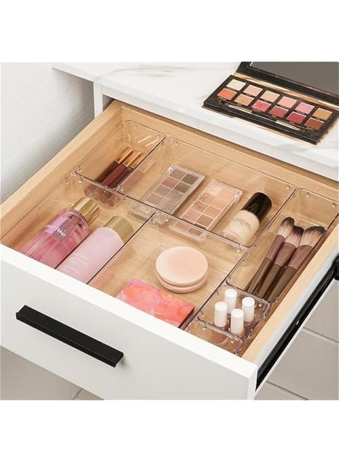 Arabest 10 Pcs Makeup Drawer Organizer Bins Set, 4 Size Plastic Makeup and Vanity Organizer Trays, Clear Acrylic Vanity Storage Containers for Cosmetics, Toiletries, Jewelry, Gadgets, Office Supply  - Image 2