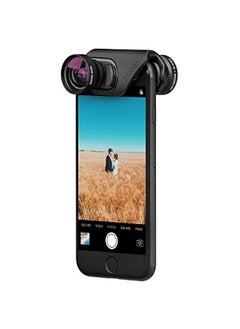 Core Lens Set for iPhone 7 and 7 Plus, Black Lens/Black Clip - Fisheye, Wide-Angle Lens, 15x Macro Lens