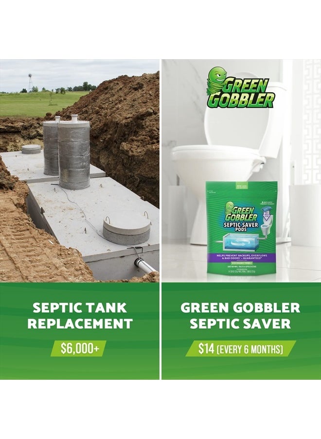 GREEN GOBBLER - Septic Tank Treatment Packets - Natural Bacteria to Prevent Costly Septic Issues, Back-Ups, Foul Odor (24 Pods) - Image 1
