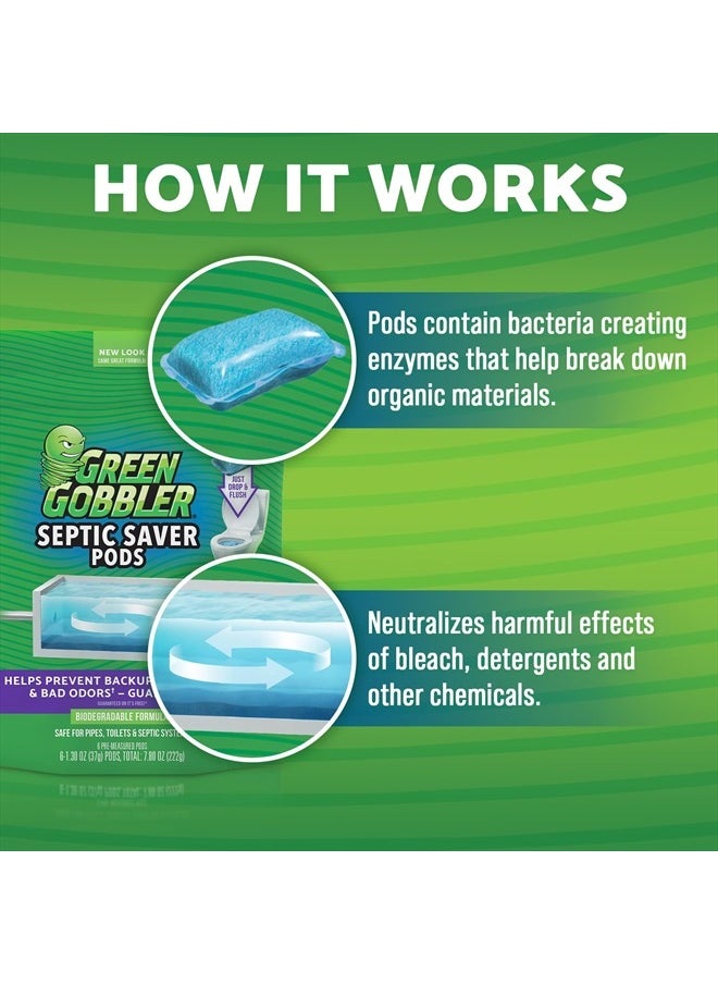 GREEN GOBBLER - Septic Tank Treatment Packets - Natural Bacteria to Prevent Costly Septic Issues, Back-Ups, Foul Odor (24 Pods) - Image 1