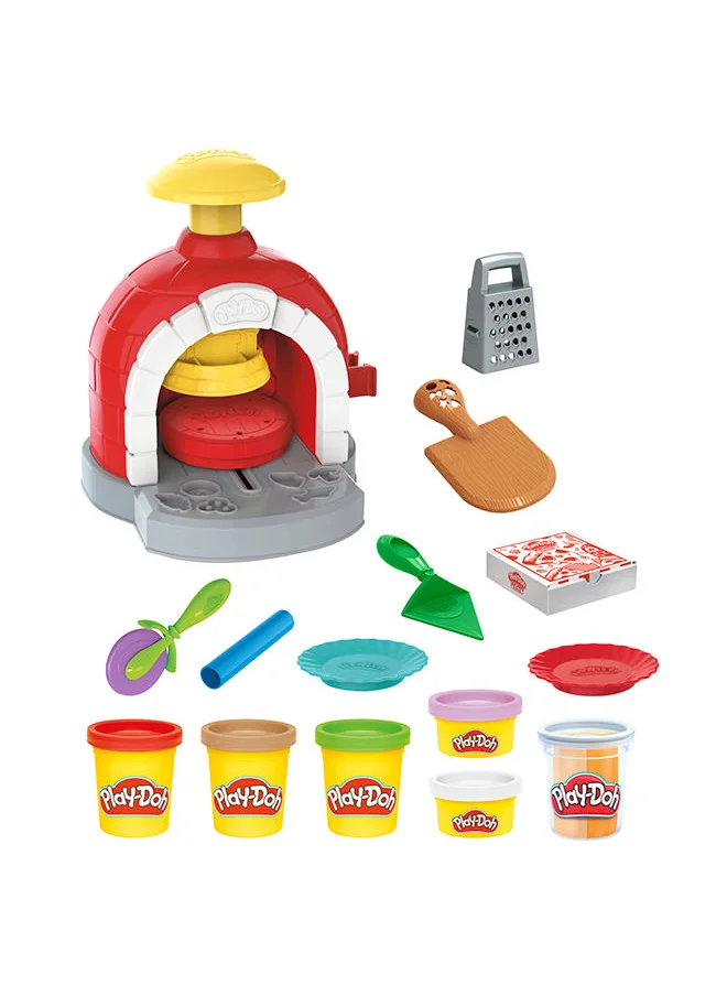 هاسبرو Play-Doh Kitchen Creations Pizza Oven Playset Play Food Toy For Kids 3 Years And Up 6 Cans Of Modeling Compound 8 Accessories Non-Toxic