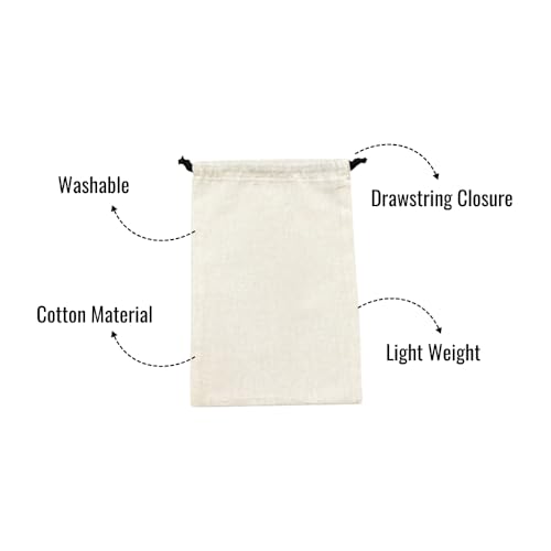 IVILLAGE 10 pcs Premium Reusable and Washable 100% Pure Cotton Small Bags | Drawstring Closure (9x6 inches) | Ideal for Storage, Gifting, Jewellery, Cosmetics, and Travel - Image 3