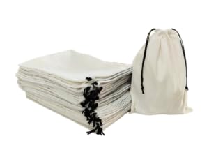 IVILLAGE 10 pcs Premium Reusable and Washable 100% Pure Cotton Small Bags | Drawstring Closure (9x6 inches) | Ideal for Storage, Gifting, Jewellery, Cosmetics, and Travel - Image 1