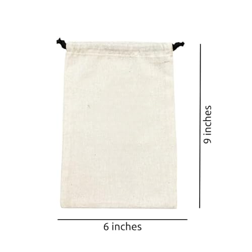 IVILLAGE 10 pcs Premium Reusable and Washable 100% Pure Cotton Small Bags | Drawstring Closure (9x6 inches) | Ideal for Storage, Gifting, Jewellery, Cosmetics, and Travel - Image 2