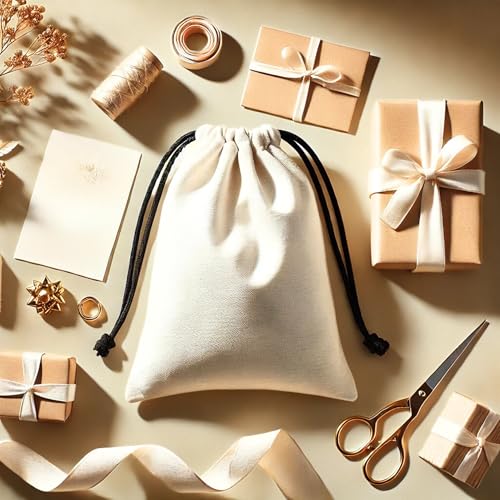 IVILLAGE 10 pcs Premium Reusable and Washable 100% Pure Cotton Small Bags | Drawstring Closure (9x6 inches) | Ideal for Storage, Gifting, Jewellery, Cosmetics, and Travel - Image 4