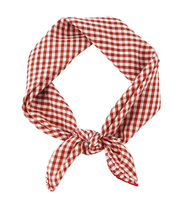 GERINLY Gingham Neck Scarf Cotton, White Red Grid Headband with Lace, Vintage Purse Scarfs - Image 1