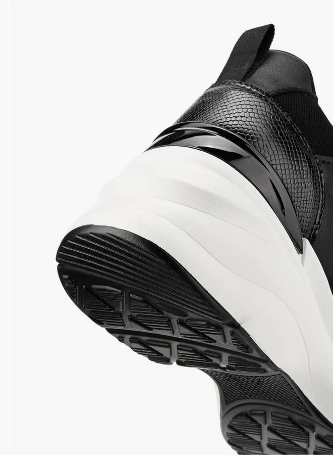 Flora Bella By Shoexpress BLACK Panelled Lace-Up Sneakers for Women | Best Price UAE