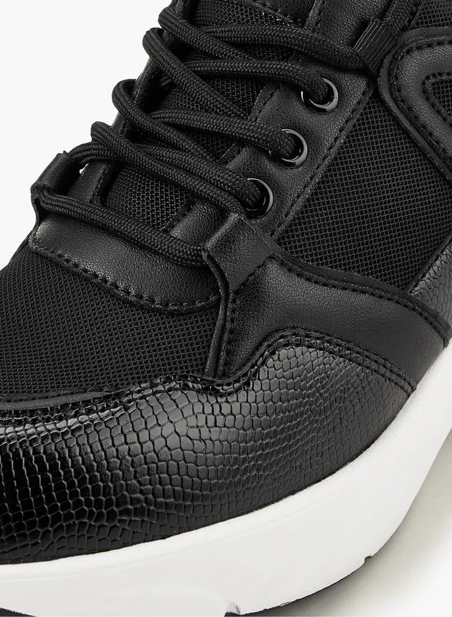 Flora Bella By Shoexpress BLACK Panelled Lace-Up Sneakers for Women | Best Price UAE