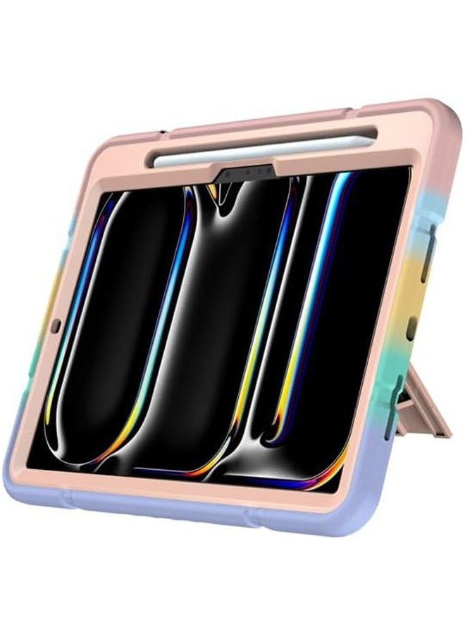 عام حافظة متوافقة لآيباد برو 11 2024 (M4)، حافظة خفيفة الوزن مع حماية صدمات هجينة للأطفال من السيليكون وحامل وحامل للقلم. - Image 4