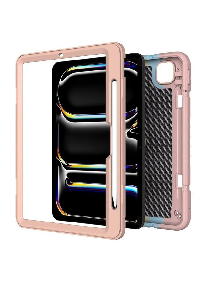 عام حافظة متوافقة لآيباد برو 11 2024 (M4)، حافظة خفيفة الوزن مع حماية صدمات هجينة للأطفال من السيليكون وحامل وحامل للقلم. - Image 3