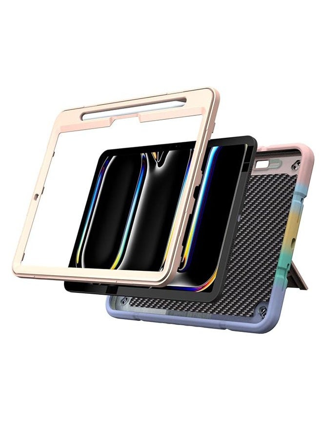 عام حافظة متوافقة لآيباد برو 11 2024 (M4)، حافظة خفيفة الوزن مع حماية صدمات هجينة للأطفال من السيليكون وحامل وحامل للقلم. - Image 2