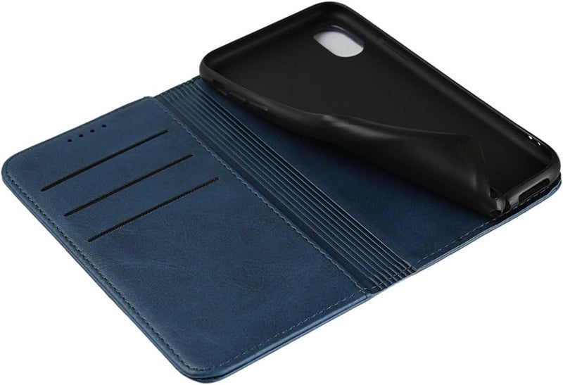 iCoverCase for iPhone X/XS Wallet Case with Card Holder, PU Leather Magnetic Kickstand Feature Shockproof Protective Flip Cover Case - Blue - Image 5