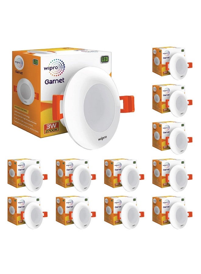 wipro Garnet 3W Led Mini Downlight for Home & Cabinet| Warm White (2700K) | Compact Design with 120° Beam Angle | Recessed Down Light for False Ceiling | Cutout-2.3 Inch | Pack of 12 - Image 1