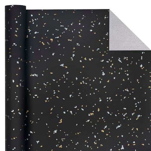 WRAPAHOLIC Black Wrapping Paper Roll Mini Roll 17 Inch x 165 Feet Black Gold Design with Silky Touch Perfect for Birthday Holiday Wedding Baby Shower - Image 5