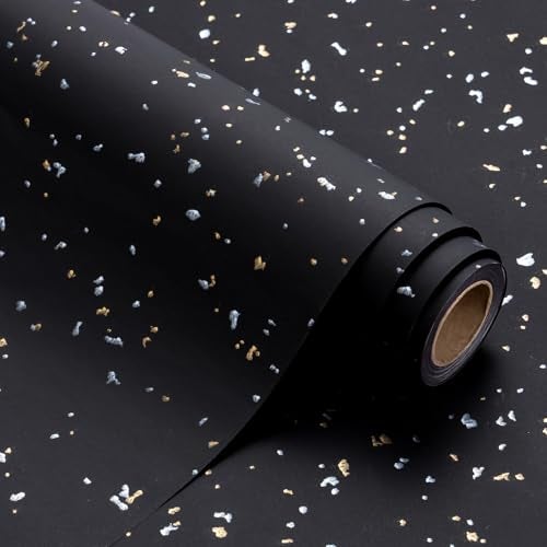 WRAPAHOLIC Black Wrapping Paper Roll Mini Roll 17 Inch x 165 Feet Black Gold Design with Silky Touch Perfect for Birthday Holiday Wedding Baby Shower - Image 2