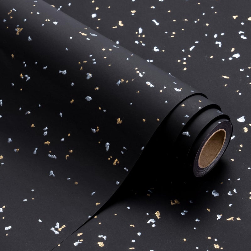 WRAPAHOLIC Black Wrapping Paper Roll Mini Roll 17 Inch x 165 Feet Black Gold Design with Silky Touch Perfect for Birthday Holiday Wedding Baby Shower - Image 3