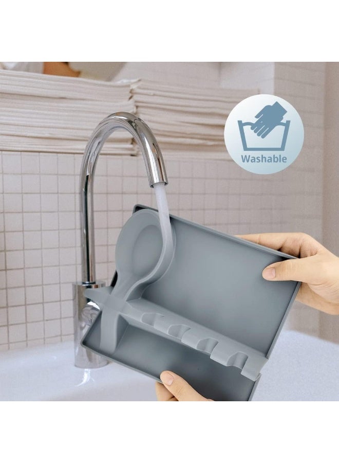 Heat Resistant Silicone Spoon Rest with Drip Tray for Kitchen Counter - Image 4