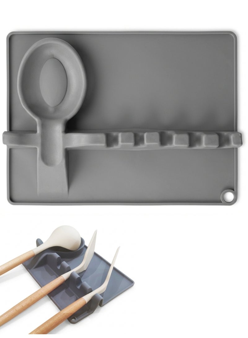 Heat Resistant Silicone Spoon Rest with Drip Tray for Kitchen Counter - Image 1