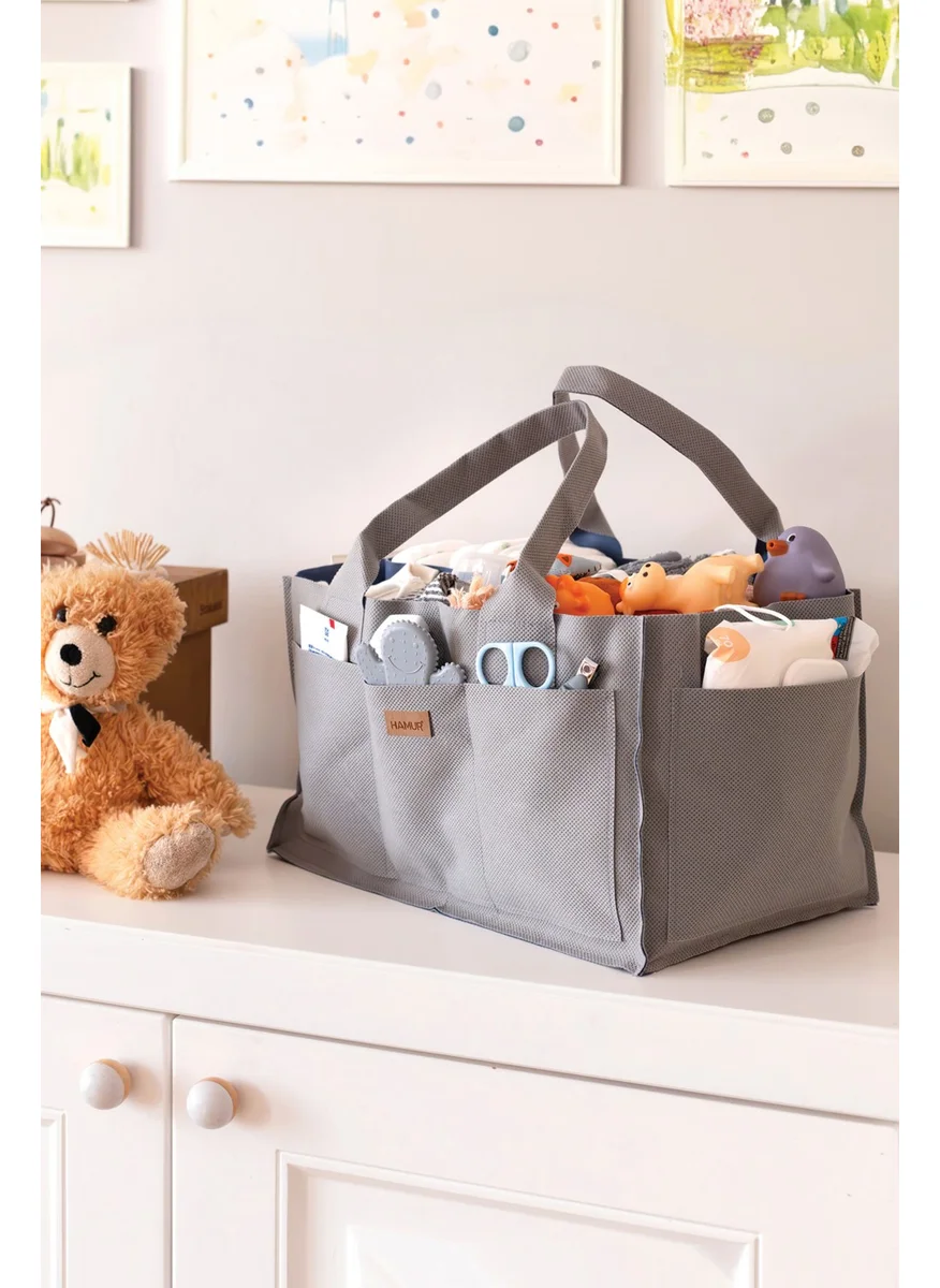 Hamur Mother Baby Care Bag M - Newborn Diaper Changing Organizer Organizer - Lamitela Gray