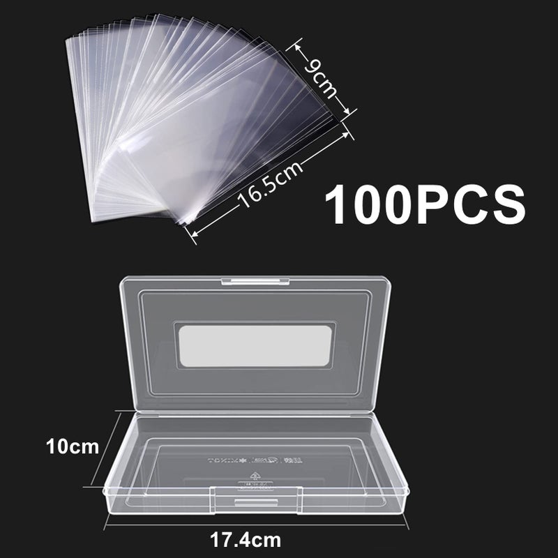 MUDOR Dollar Bill Holder with Storage Case, MUDOR PP Material 100 Pieces Clear Paper Money Currency Collection Sleeves Protector Bag, Banknotes Protector Slab Holder - Image 2