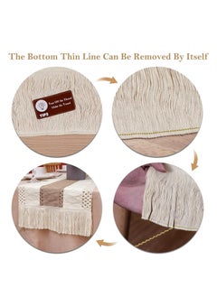 Oasisgalore Boho Macrame Table Runner (12x72 inches) in Cream and Brown with Tassels for Rustic Home Decor.  - Image 3