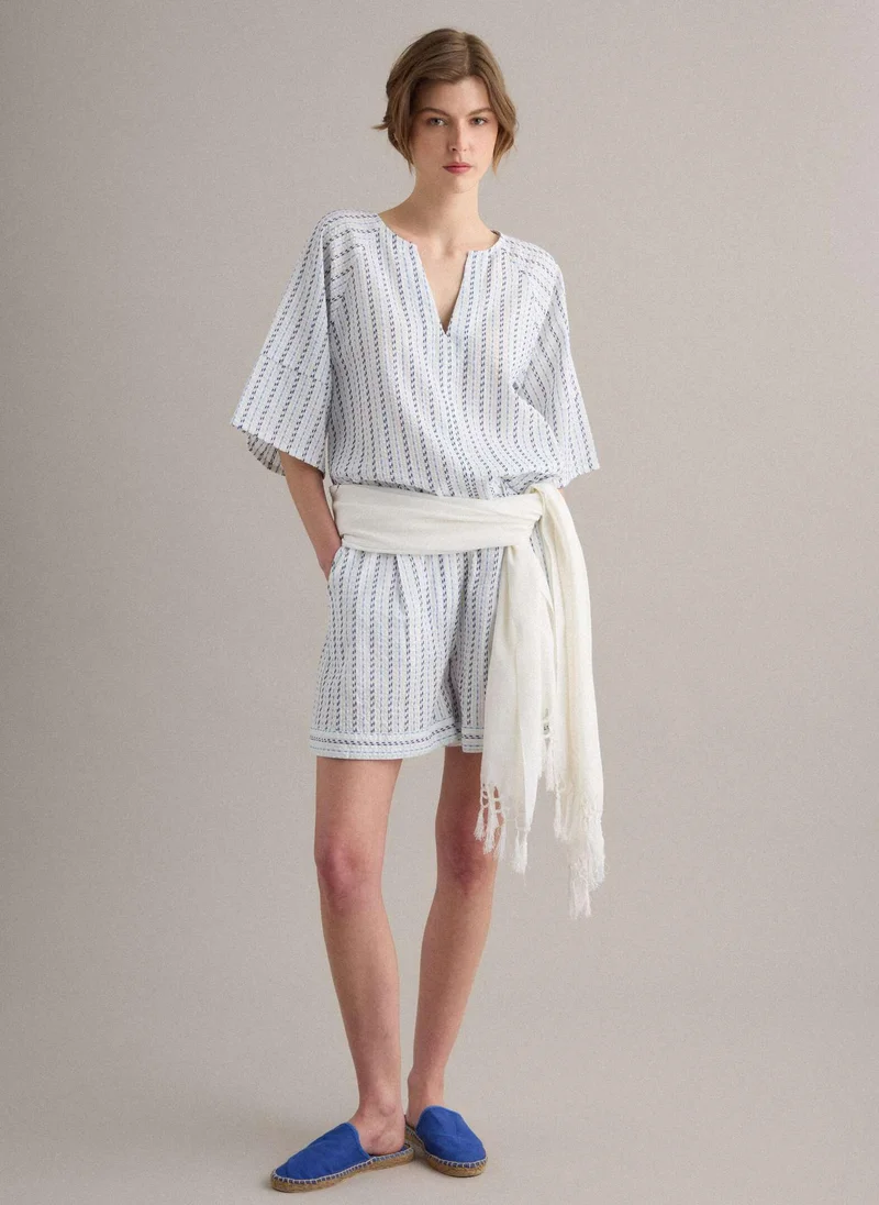 Ovs OVS White Pure Cotton Striped Shirt