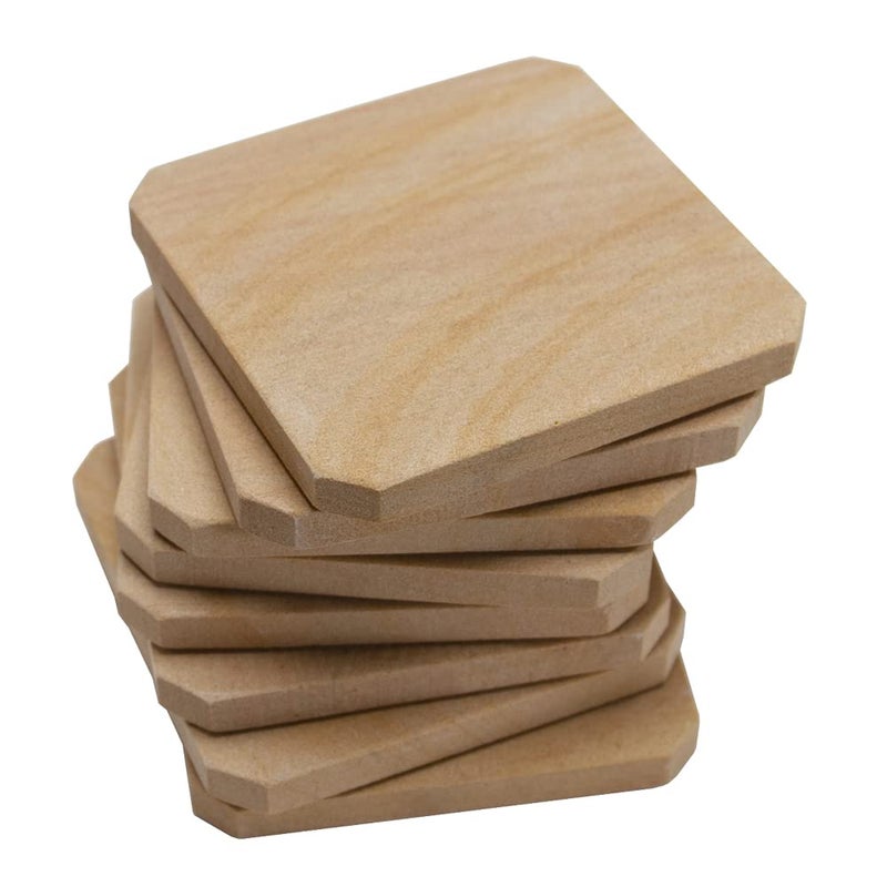 MONKEY SUN 8 Pack Natural Sandstone Water Absorbent Hand Crafted Square Coasters Bulk MONKEY SUN 4 x 4 Inches Stone Coasters for Drink Bar Kitchen Home Used for DIY and Carving Set of 8 