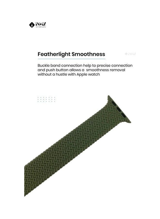 INEIX - Braided Solo Loop Stretchable Replacement Strap For Apple Watch 42/44mm Green Length 155mm - Image 1