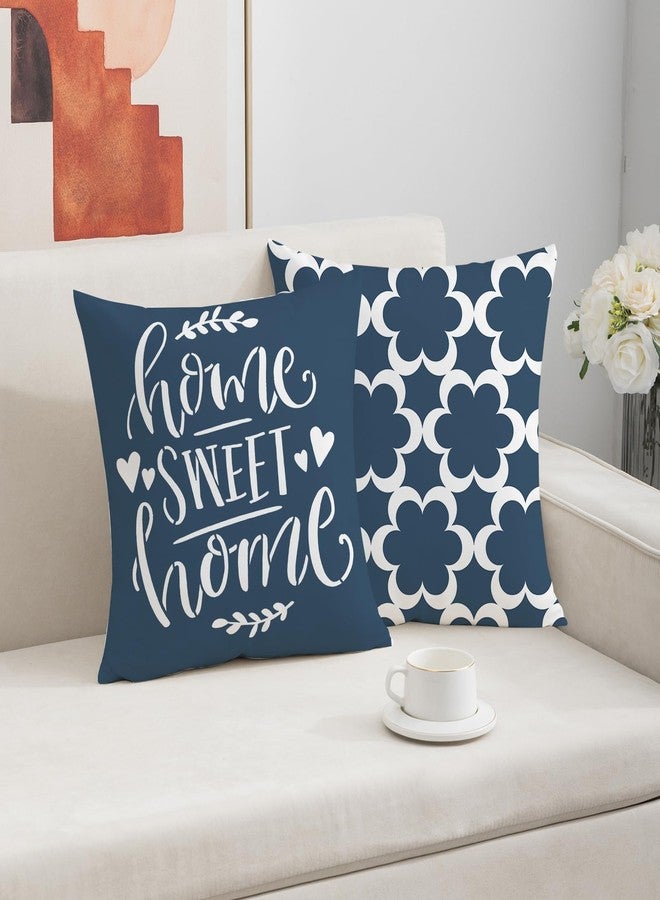 Mimkus 4 Pcs Throw Pillow Covers 18x18 Inches Spring Summer Cushion Covers Linen Decorative Square Pillowcase for Sofa Couch Bed Car (Blue) - Image 3
