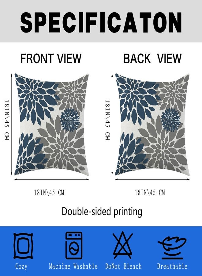 Mimkus 4 Pcs Throw Pillow Covers 18x18 Inches Spring Summer Cushion Covers Linen Decorative Square Pillowcase for Sofa Couch Bed Car (Blue) - Image 4