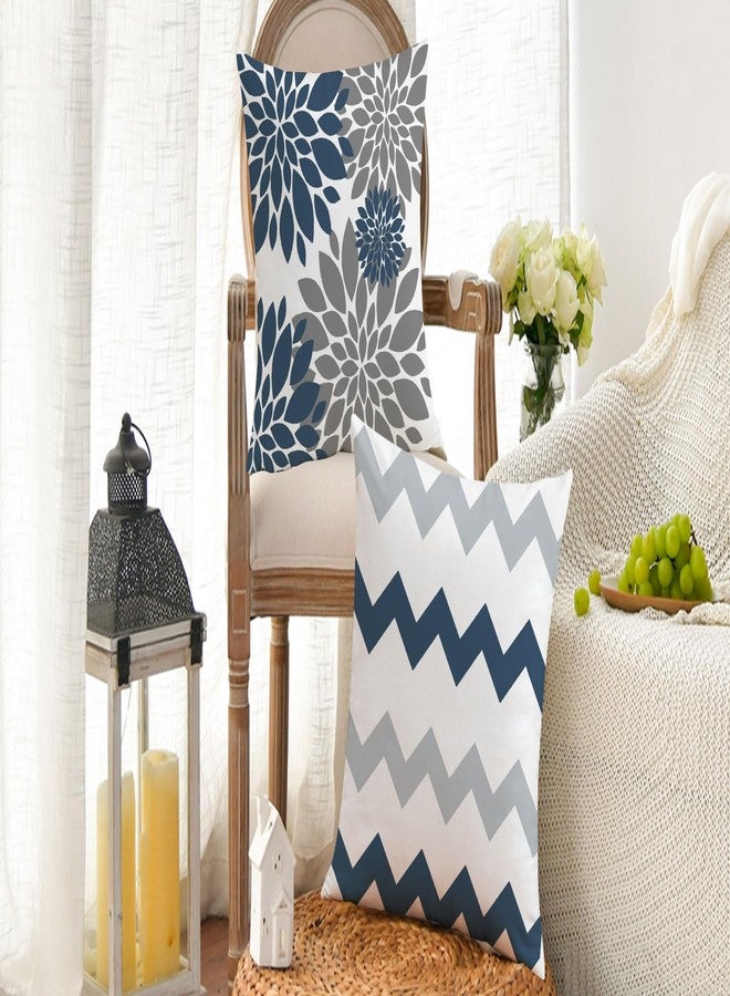 Mimkus 4 Pcs Throw Pillow Covers 18x18 Inches Spring Summer Cushion Covers Linen Decorative Square Pillowcase for Sofa Couch Bed Car (Blue) - Image 2