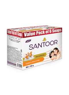 Santoor MCSYPOAL Santoor Sandalwood and Almond milk Organic Soft Bath Soap for Softer Smoother and Moisturised Skin Combo Offer 150 g pack of 6 