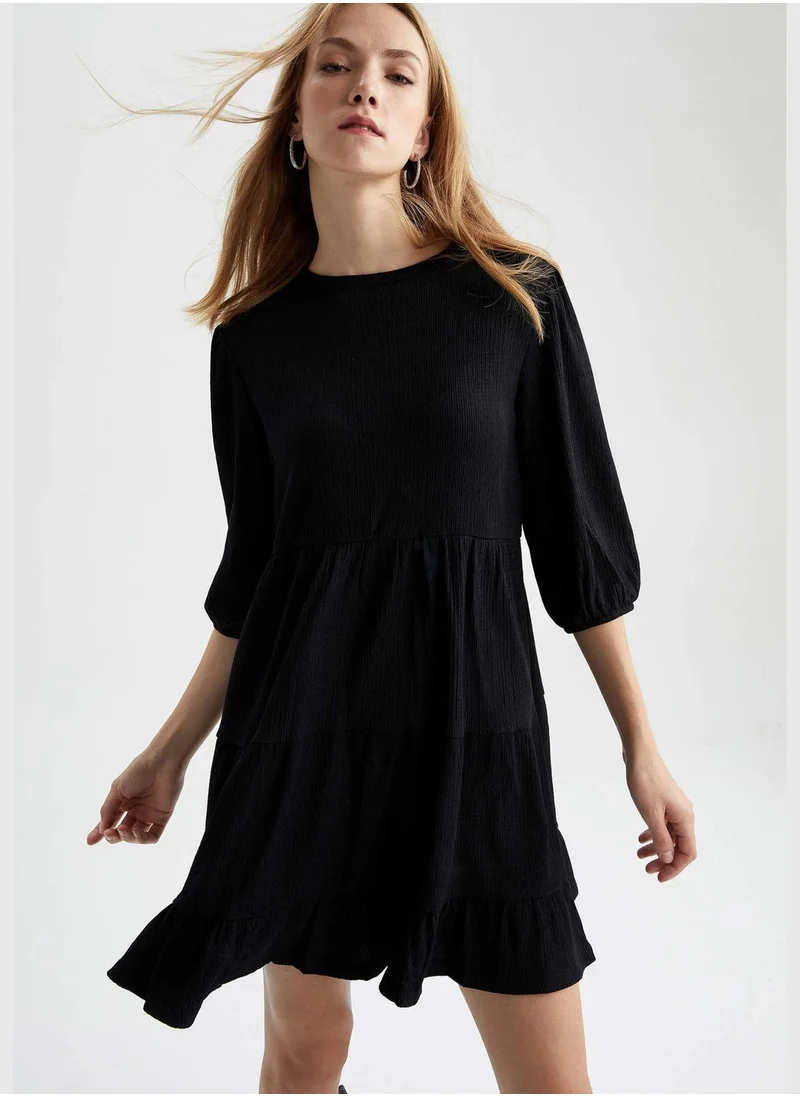 DeFacto Puff Sleeve Tiered Dress