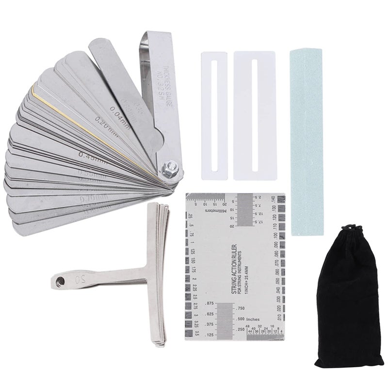 Stainless Steel Guitar String Action Ruler Tool Set for Electric Bass Banjo Mandolin - Image 2