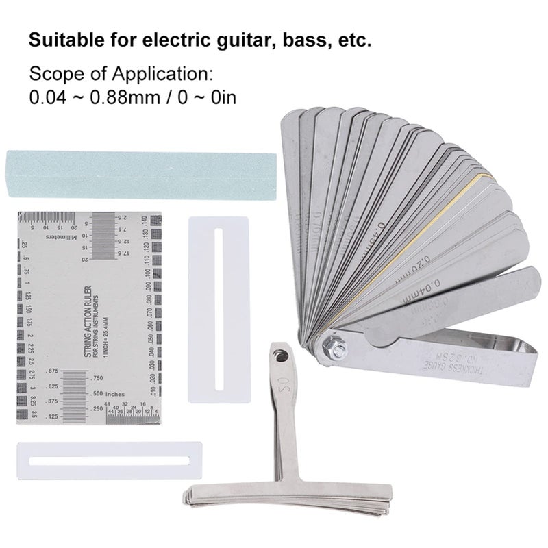 Stainless Steel Guitar String Action Ruler Tool Set for Electric Bass Banjo Mandolin - Image 3