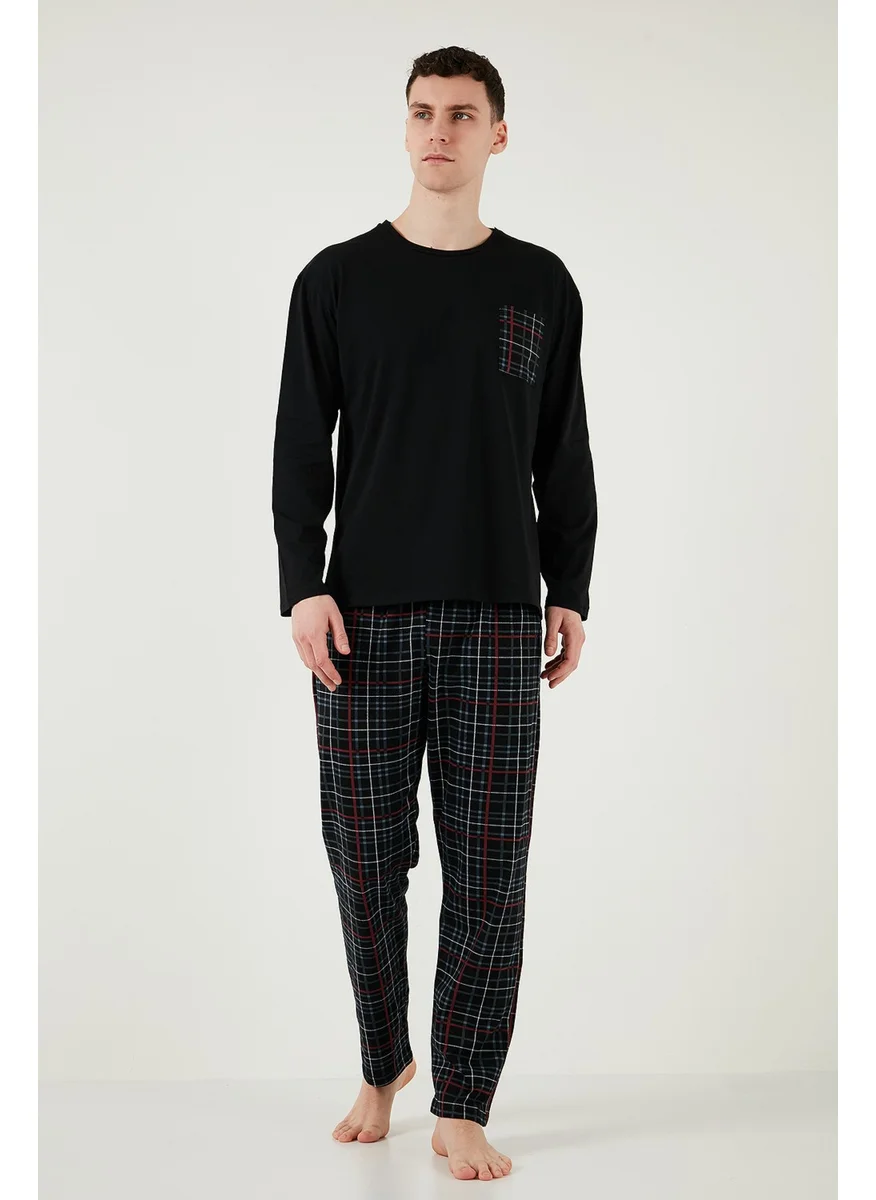Buratti Plaid Pocket Elastic Waist 100% Cotton Regular Fit Pajama Set Men's Pajama Set 6572001