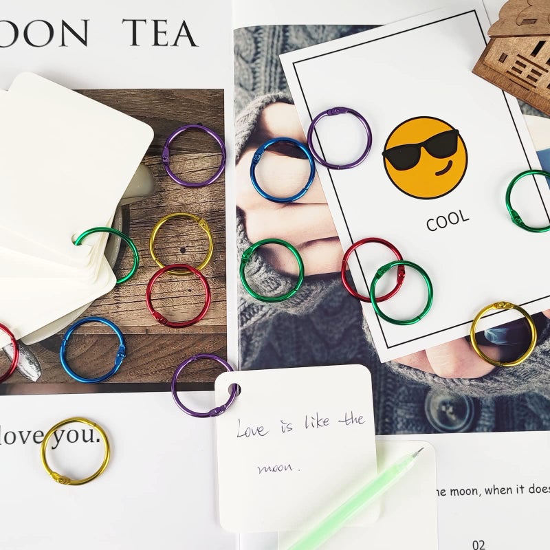OWLKELA 1 Inch Binder Rings, Office Book Rings, Loose Leaf Rings, 50 Pcs Metallic Assorted Colors - Image 5