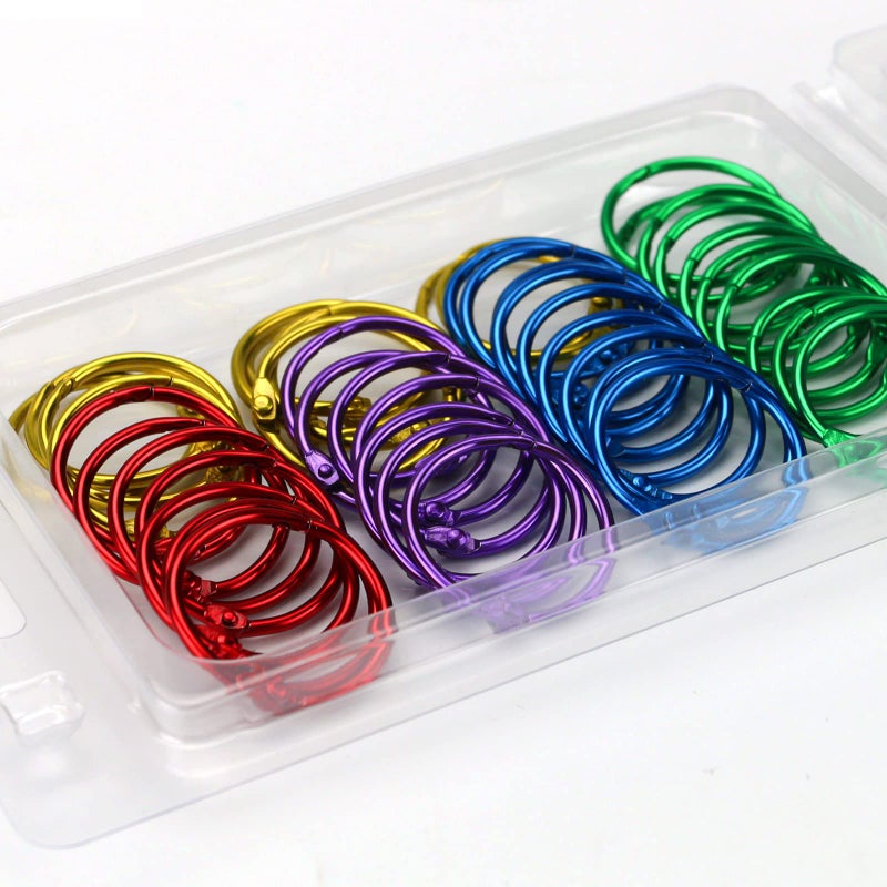 OWLKELA 1 Inch Binder Rings, Office Book Rings, Loose Leaf Rings, 50 Pcs Metallic Assorted Colors - Image 1